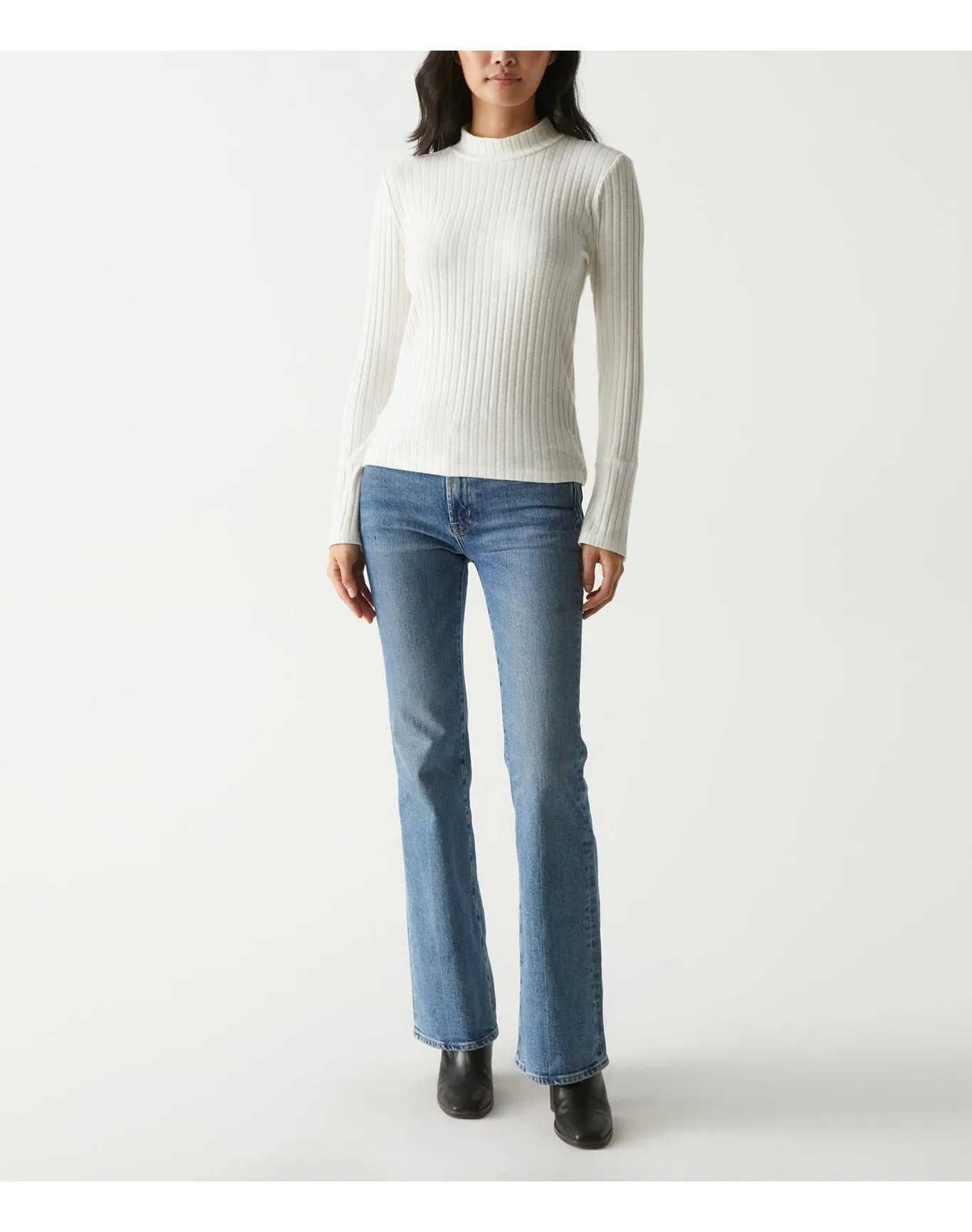 Opal Ribbed Mock Neck Top | Chalk MICHAEL STARS