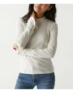 Opal Ribbed Mock Neck Top | Chalk MICHAEL STARS
