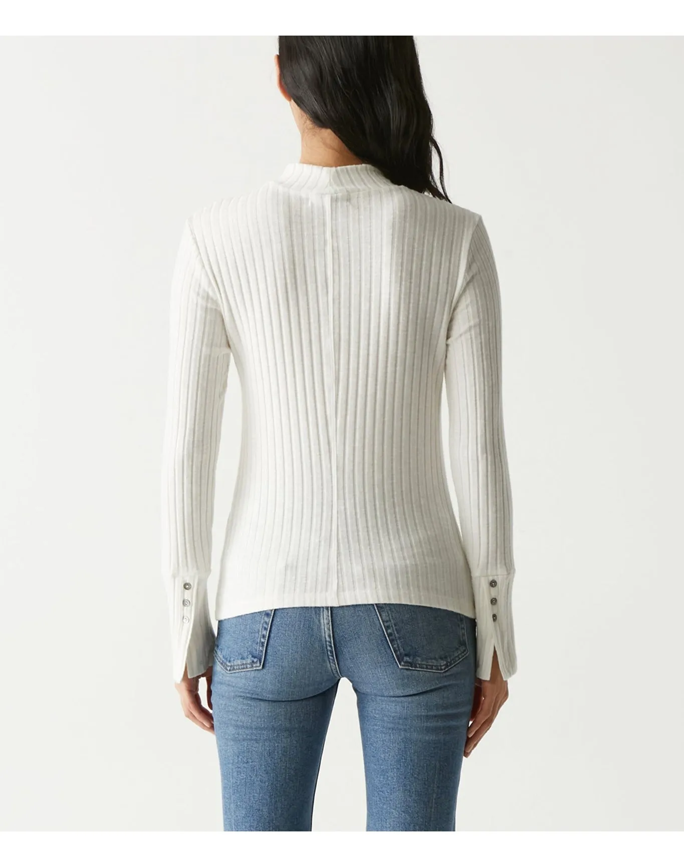 Opal Ribbed Mock Neck Top | Chalk MICHAEL STARS