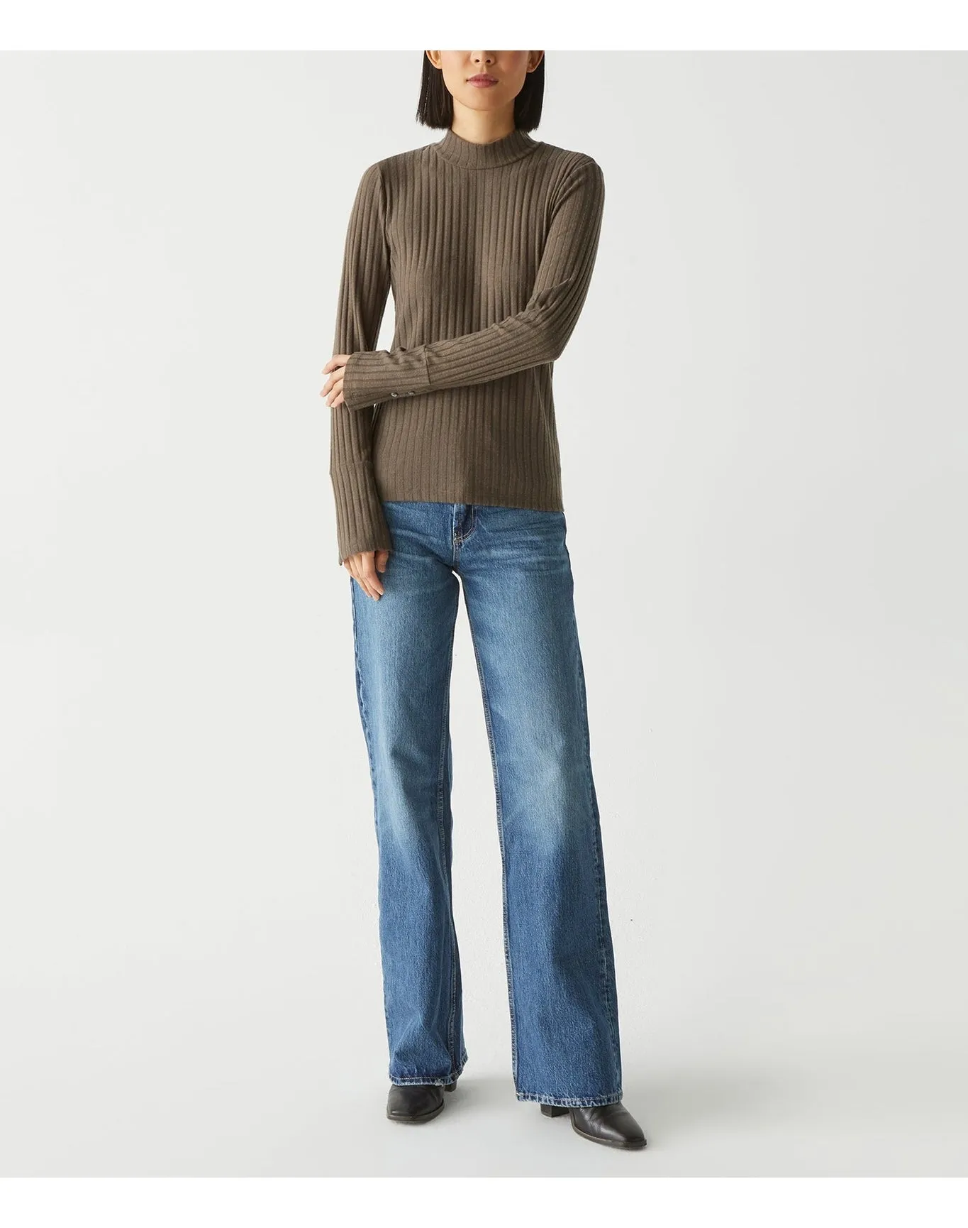 Opal Ribbed Mock Neck Top | Dolma MICHAEL STARS