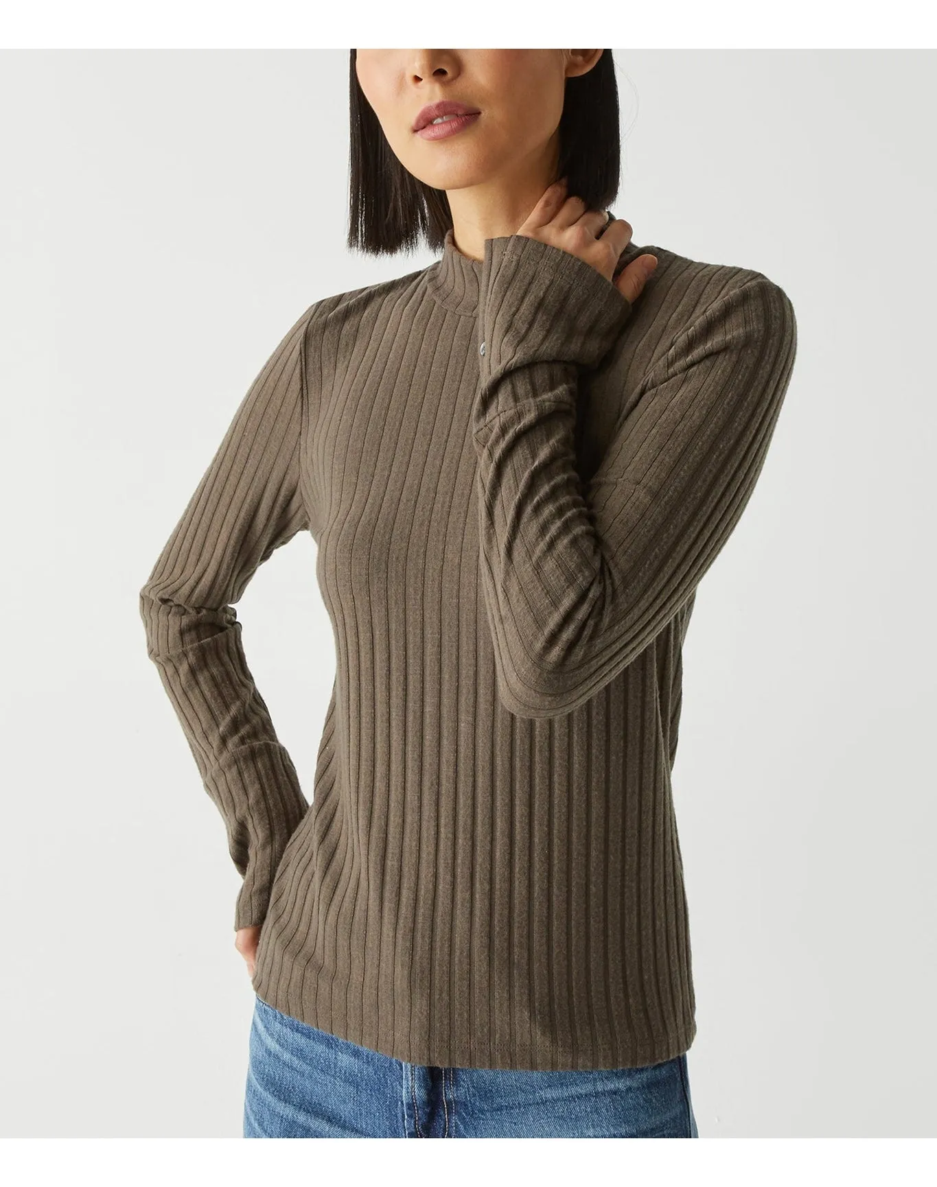 Opal Ribbed Mock Neck Top | Dolma MICHAEL STARS