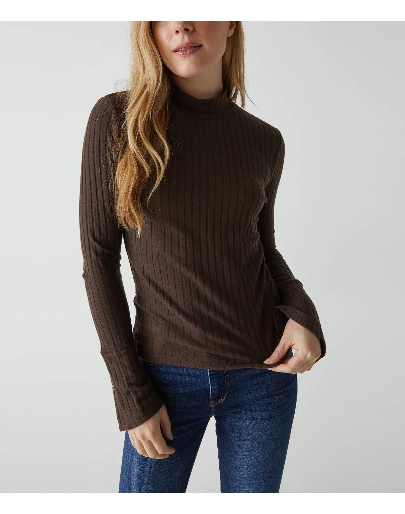 Opal Ribbed Mock Neck Top | Java MICHAEL STARS