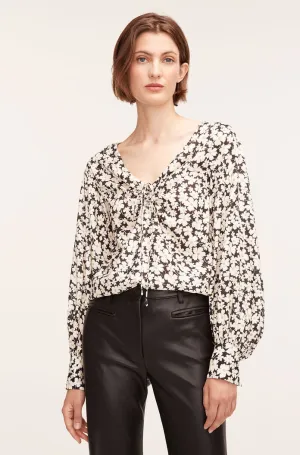 Paige Fleur Drawstring Long Sleeve Blouse | Paige Fleur Black Combo REBECCA TAYLOR