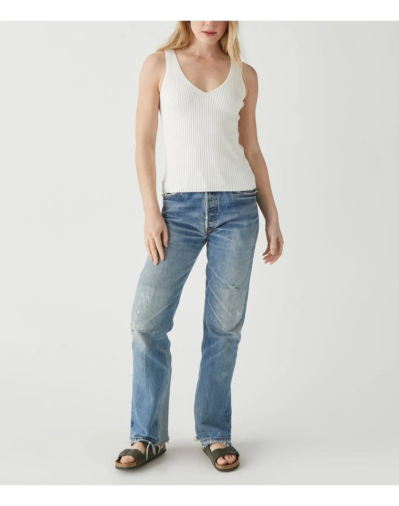 Paige Ribbed Sweater Tank | Ivory MICHAEL STARS