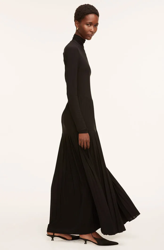 Pleated Knit Mock Neck Dress | Black REBECCA TAYLOR