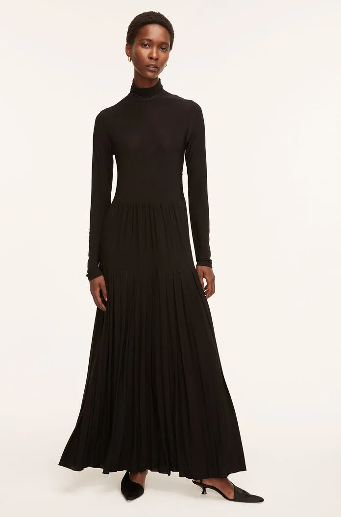 Pleated Knit Mock Neck Dress | Black REBECCA TAYLOR