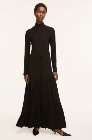 Pleated Knit Mock Neck Dress | Black REBECCA TAYLOR
