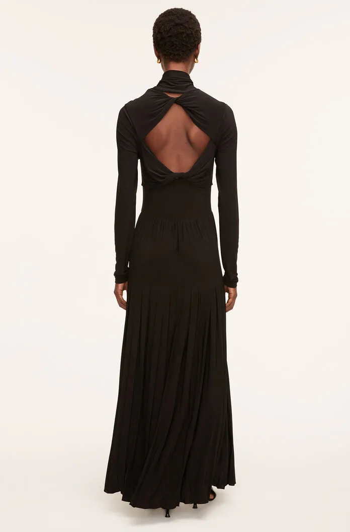 Pleated Knit Mock Neck Dress | Black REBECCA TAYLOR