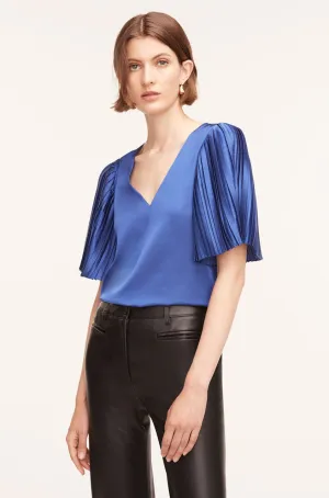 Pleated Sleeve Blouse | Cobalt REBECCA TAYLOR