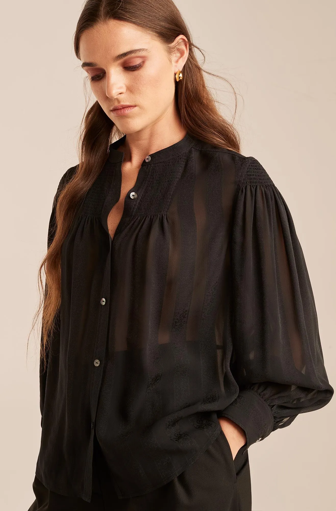 Poesie Jacquard Top | Black REBECCA TAYLOR