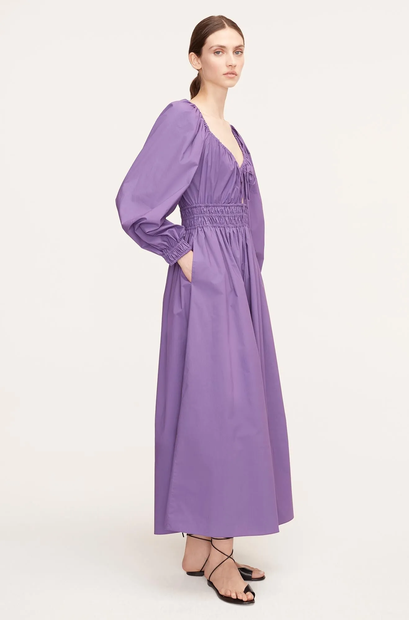 Poplin Smocked Waist Dress | Fox Glove REBECCA TAYLOR