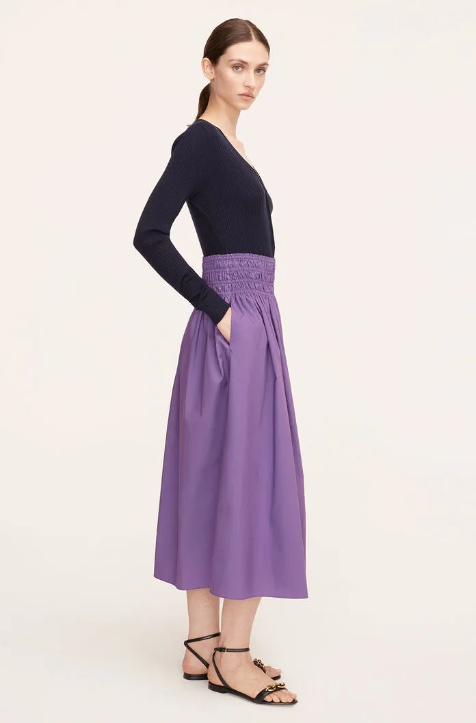 Poplin Smocked-Waist Skirt | Fox Glove REBECCA TAYLOR