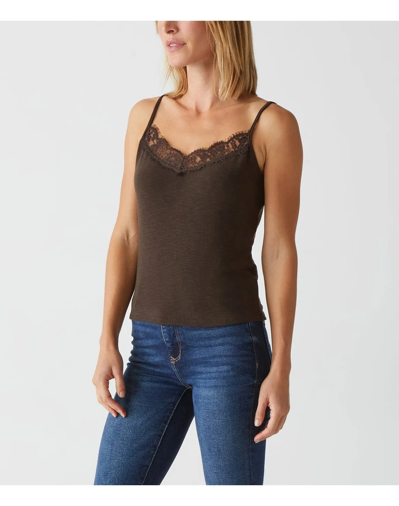 Raven Lace Trim Camisole | Java MICHAEL STARS