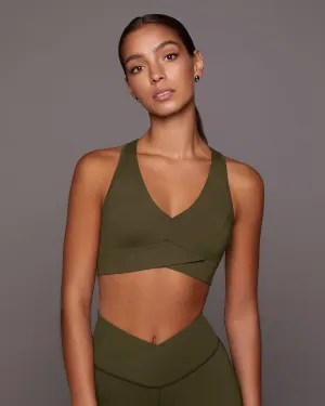 Ray V-Neck Longline Bra | Olive MICHI