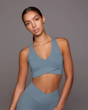 Ray V-Neck Longline Bra | Storm Blue MICHI