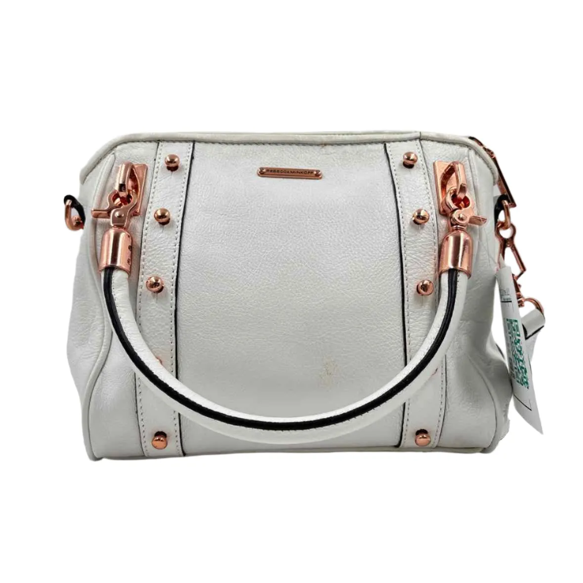 REBECCA MINKOFF White Pebbled Leather CUPID Handled Satchel w/Opt Crossbody Strap