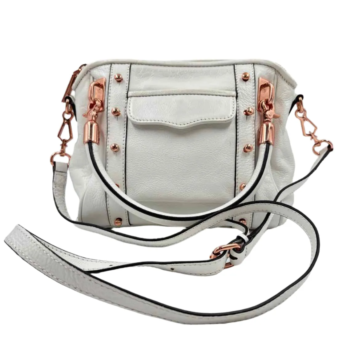 REBECCA MINKOFF White Pebbled Leather CUPID Handled Satchel w/Opt Crossbody Strap