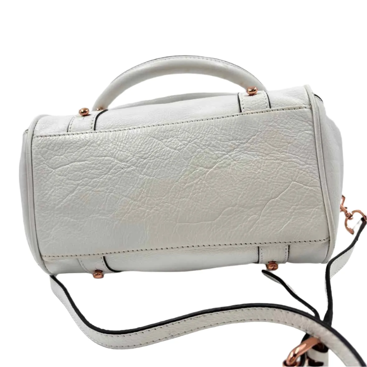 REBECCA MINKOFF White Pebbled Leather CUPID Handled Satchel w/Opt Crossbody Strap