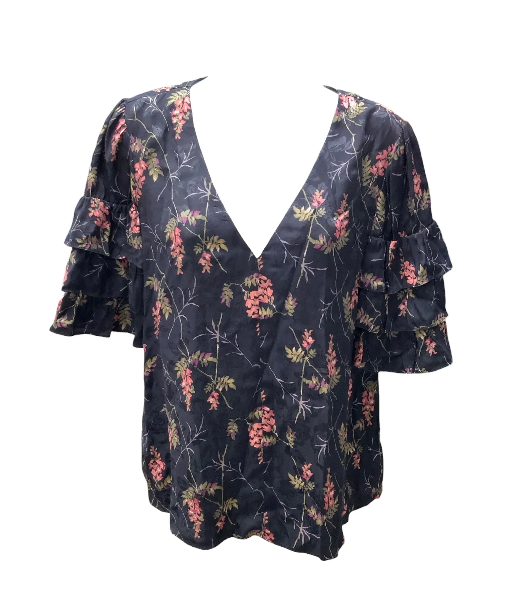 Rebecca Taylor Womens Navy Floral Shirt 10