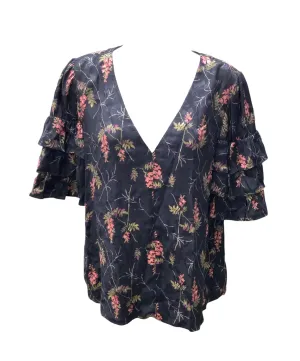 Rebecca Taylor Womens Navy Floral Shirt 10