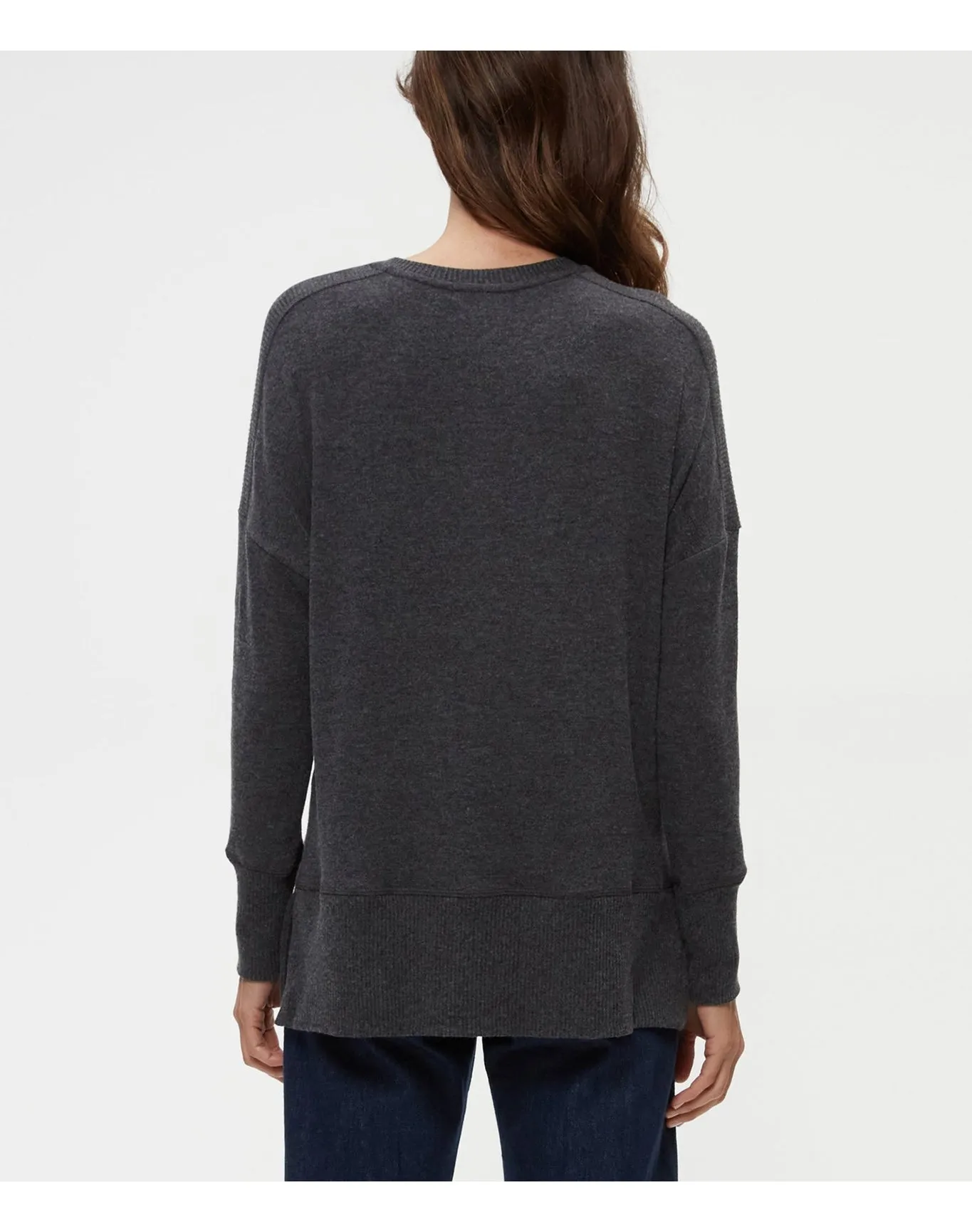 Rebecca Top with Rib Contrast | Charcoal MICHAEL STARS