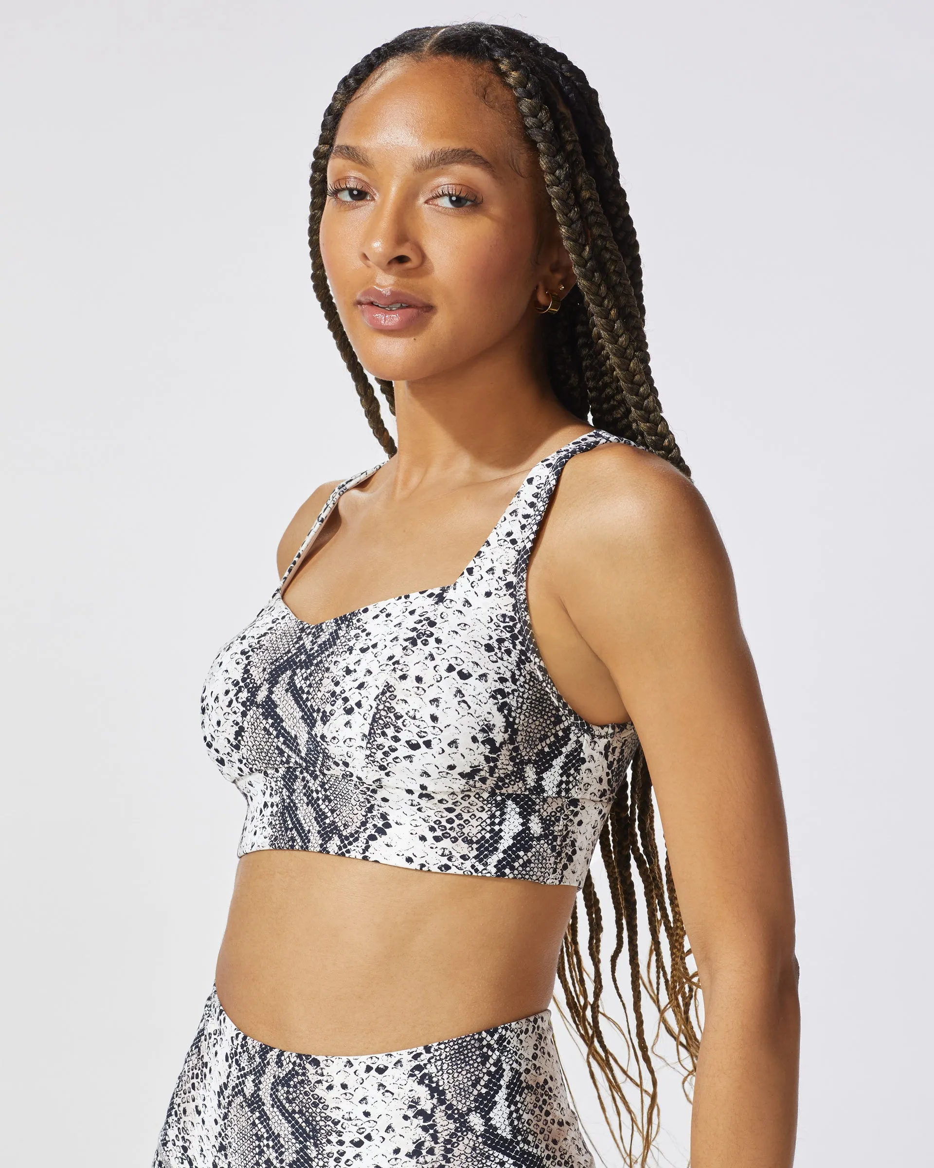 Rebel Python Print Longline Bra | Ivory MICHI