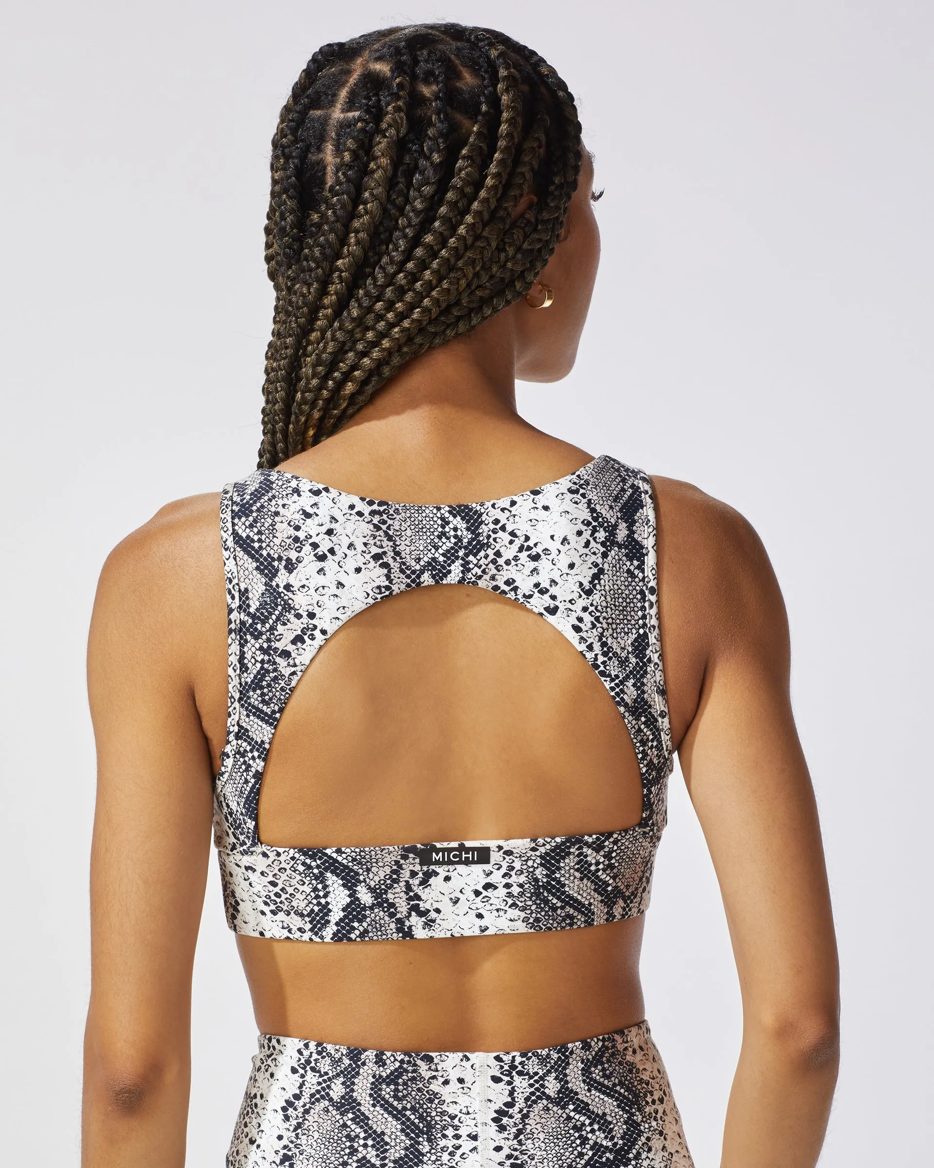 Rebel Python Print Longline Bra | Ivory MICHI