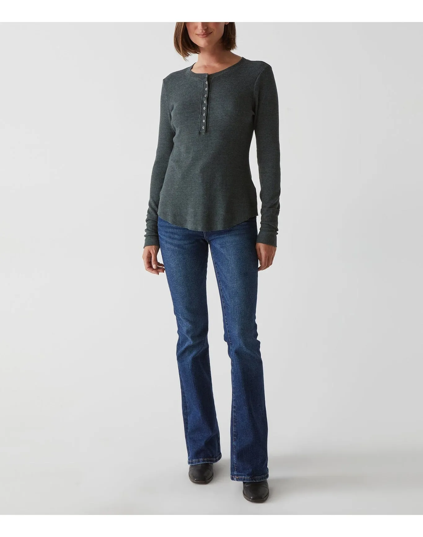 Regan Thermal Henley Tee | Dark Ivy MICHAEL STARS