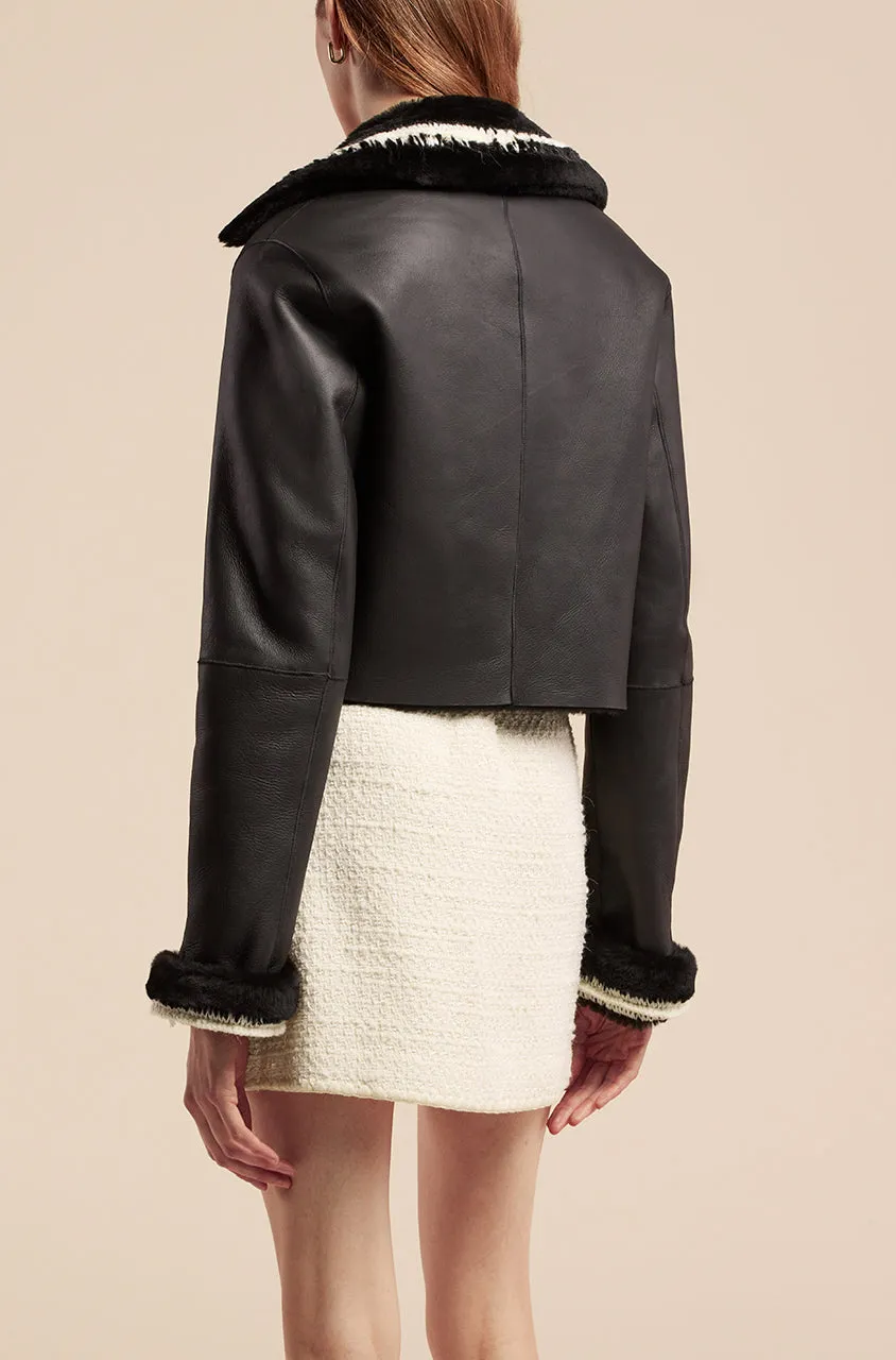 Reversible Shearling Jacket | Black REBECCA TAYLOR