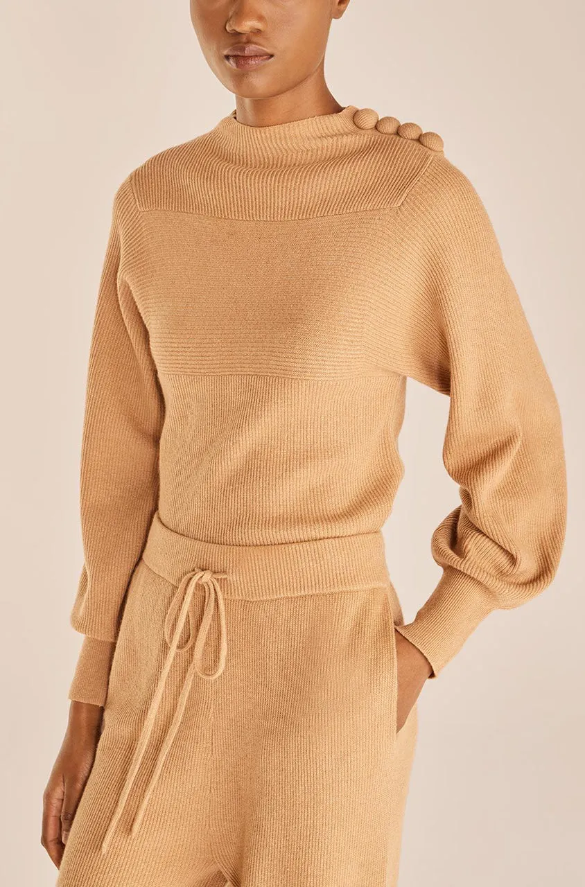 Rib Mock Neck | Honey REBECCA TAYLOR
