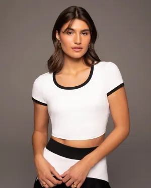 Rival Crop Top | White/Black MICHI