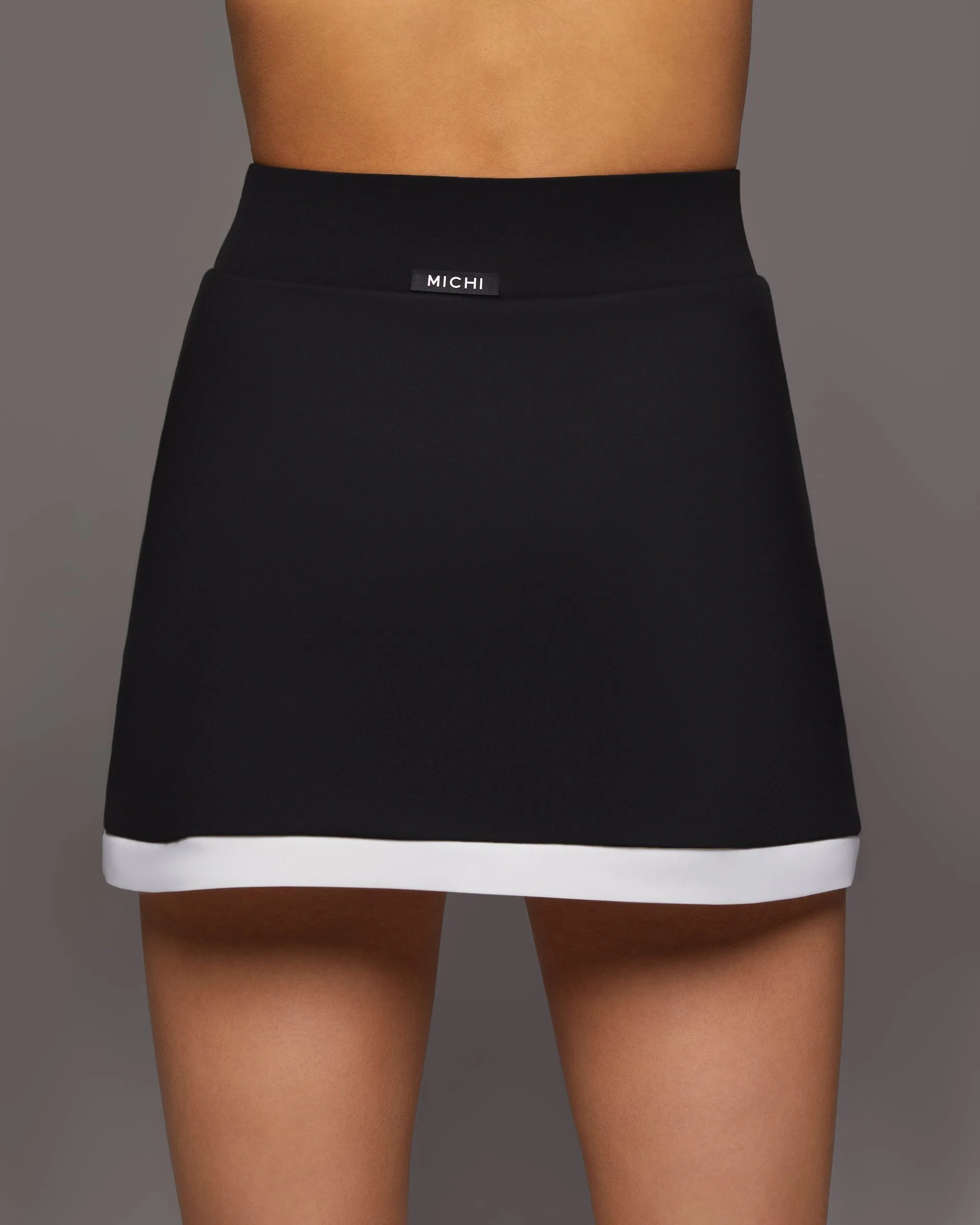 Rival Tennis Skirt W/ Shorts | Black/White MICHI