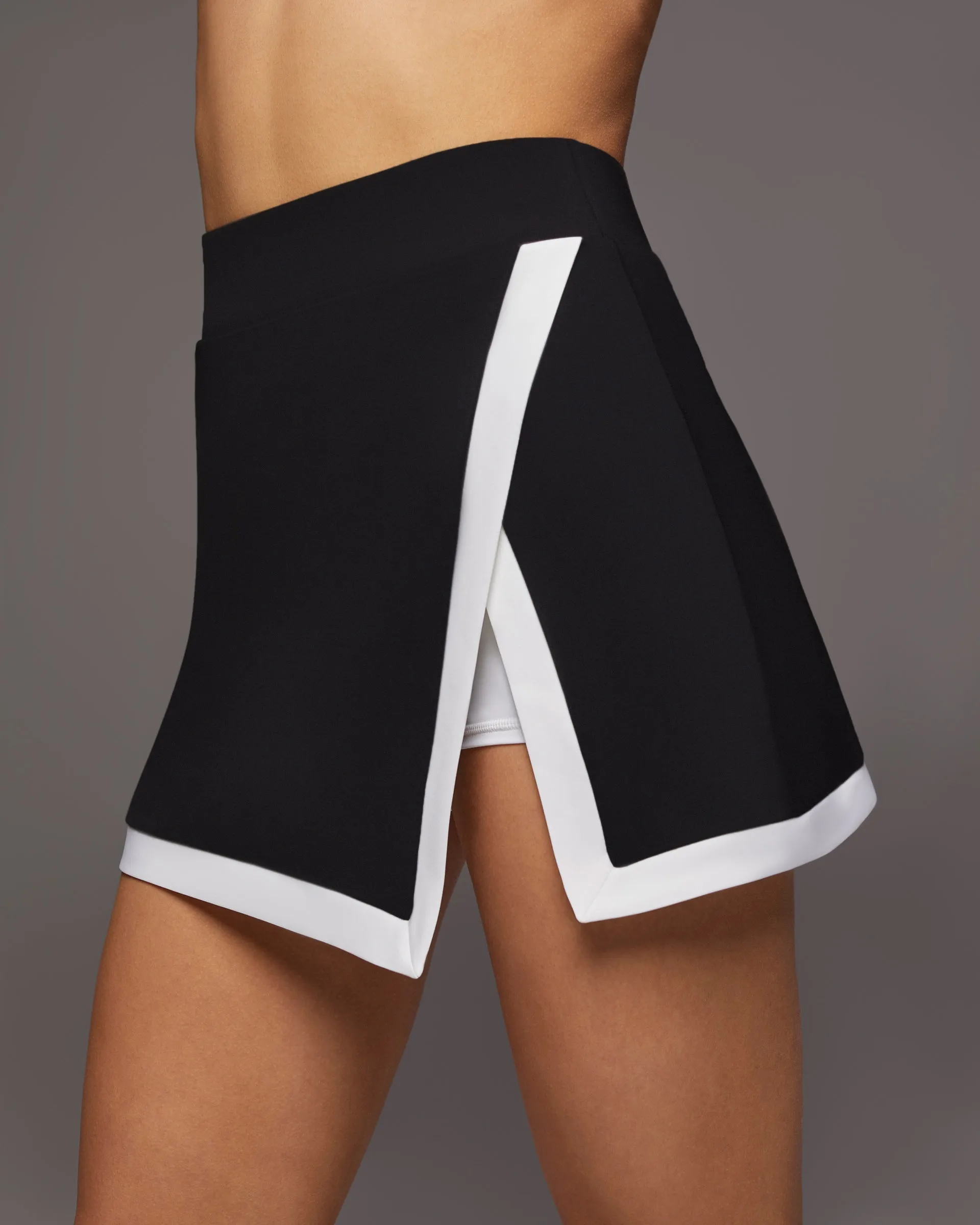 Rival Tennis Skirt W/ Shorts | Black/White MICHI