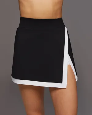 Rival Tennis Skirt W/ Shorts | Black/White MICHI