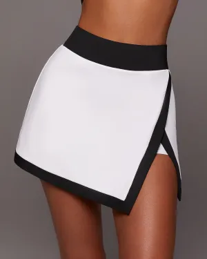 Rival Tennis Skirt W/ Shorts | White/Black MICHI