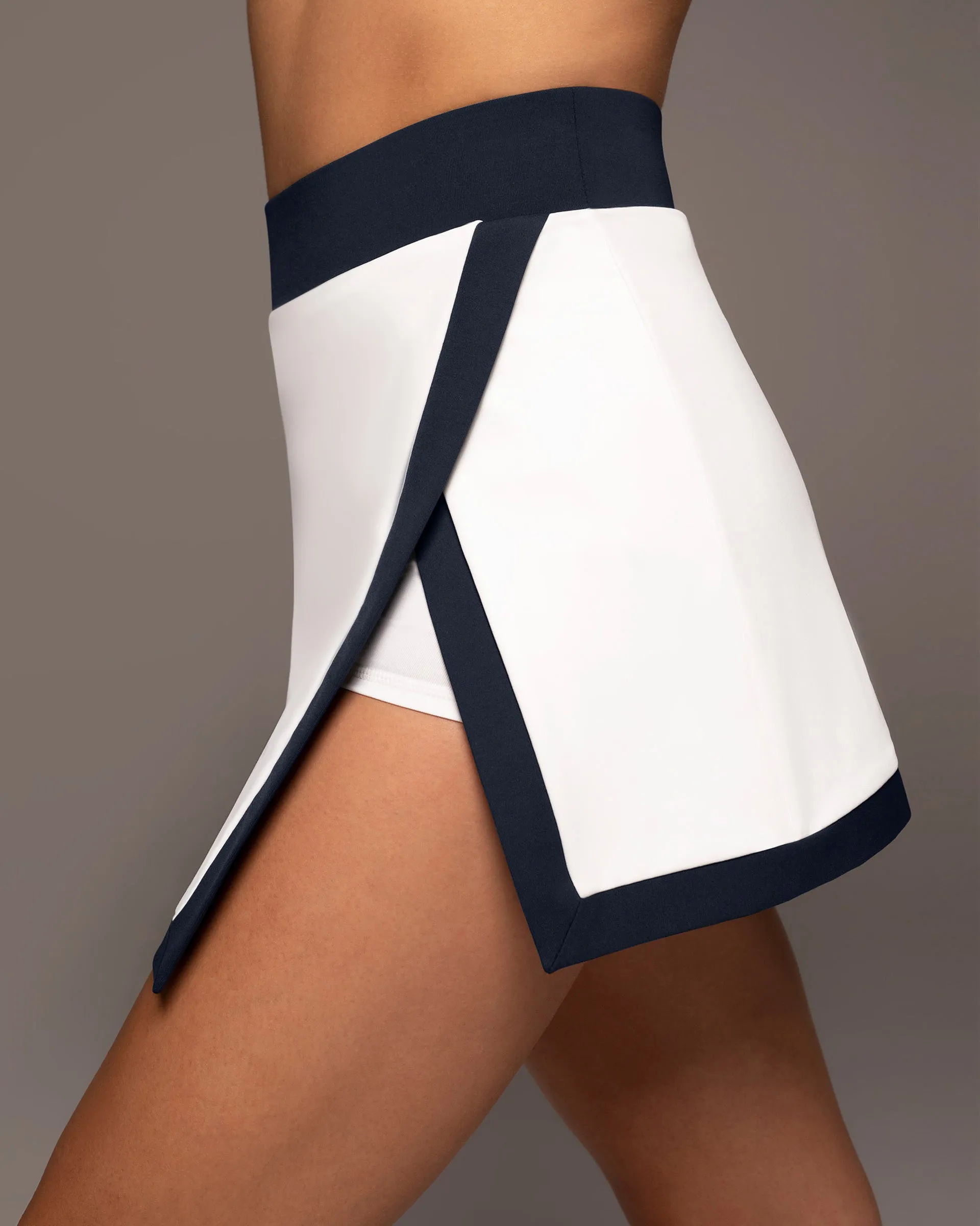 Rival Tennis Skirt W/ Shorts | White/Deep Sea Navy MICHI