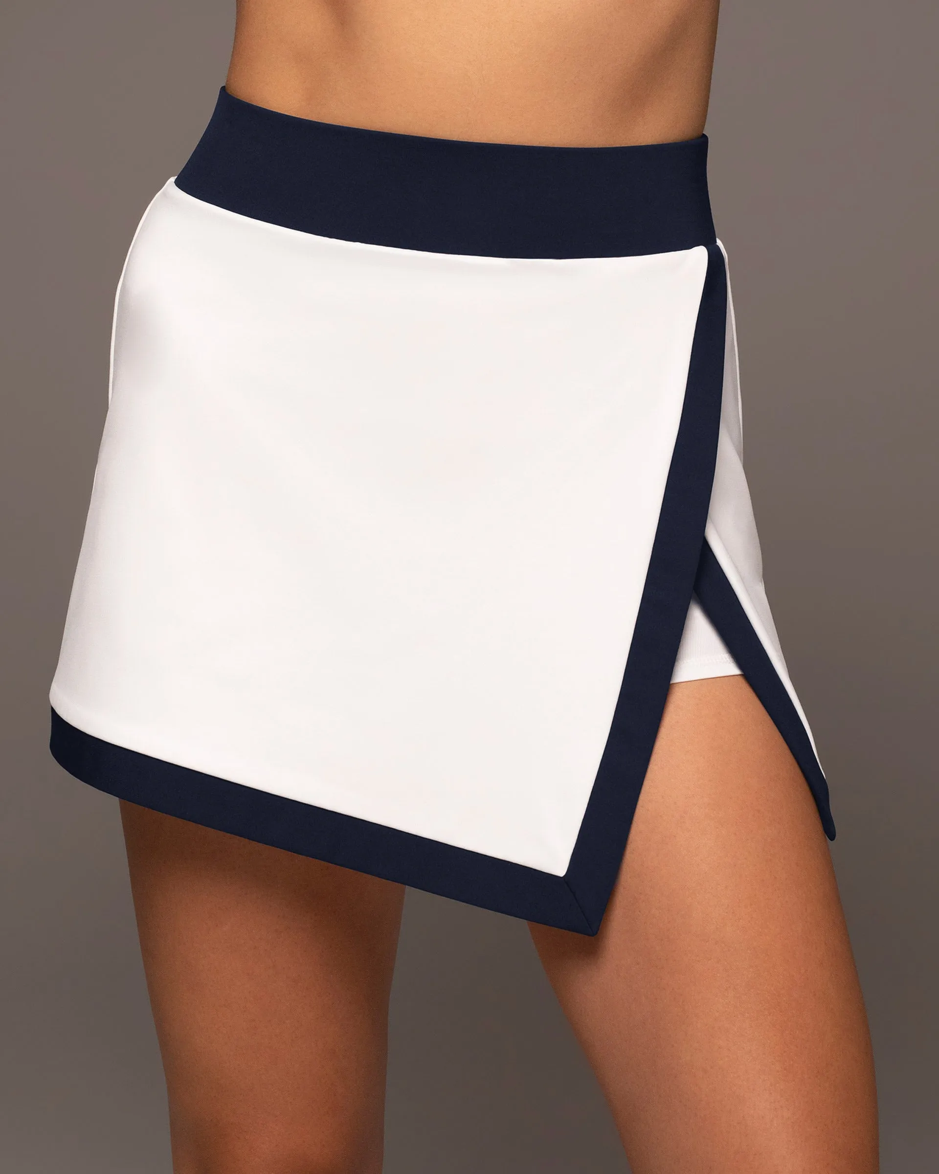 Rival Tennis Skirt W/ Shorts | White/Deep Sea Navy MICHI