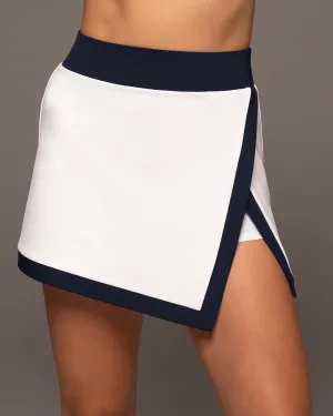 Rival Tennis Skirt W/ Shorts | White/Deep Sea Navy MICHI