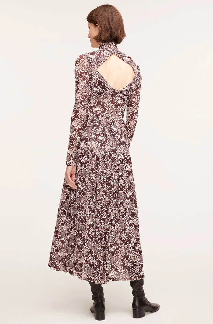 Rochelle Fleur Pleated Mock Neck Dress | Rochelle Fleur Raisin Combo REBECCA TAYLOR