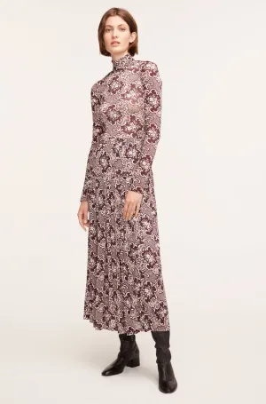 Rochelle Fleur Pleated Mock Neck Dress | Rochelle Fleur Raisin Combo REBECCA TAYLOR