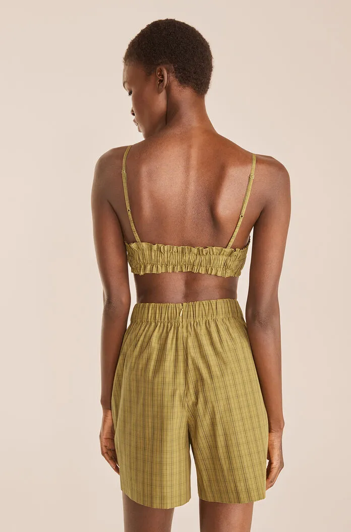 Ruched Bra | Mini Plaid Olive Combo REBECCA TAYLOR