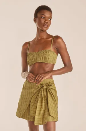 Ruched Bra | Mini Plaid Olive Combo REBECCA TAYLOR