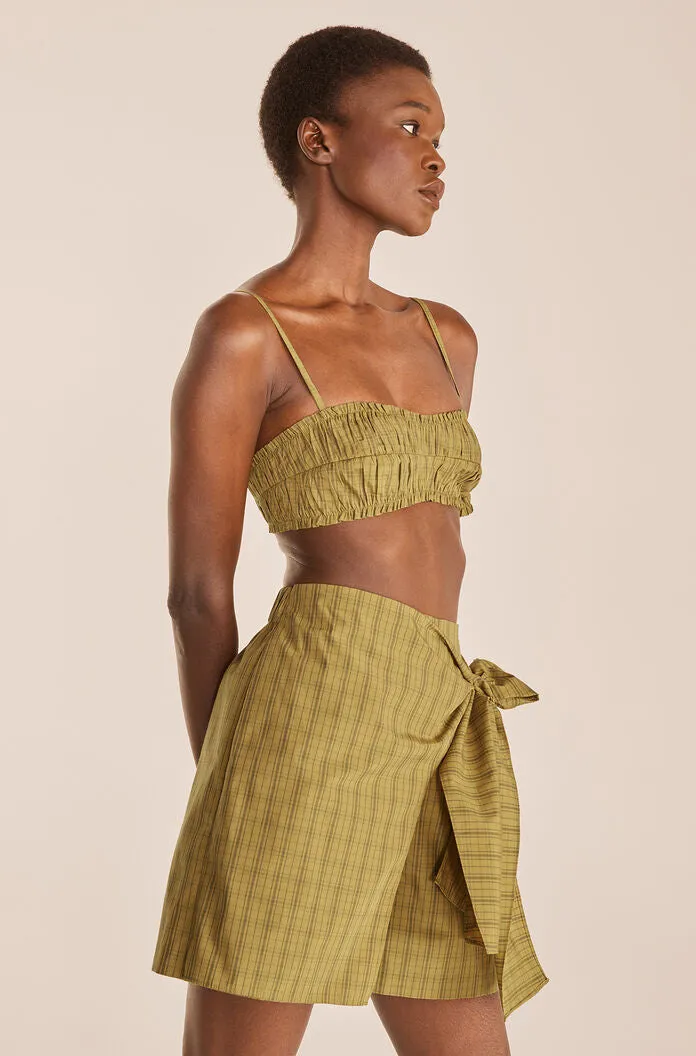 Ruched Bra | Mini Plaid Olive Combo REBECCA TAYLOR