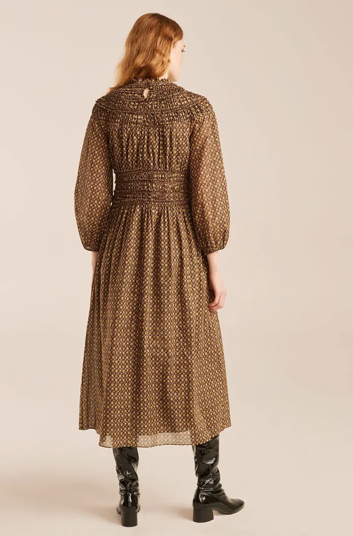 Ruched Neck Dress | Washed Black Combo REBECCA TAYLOR