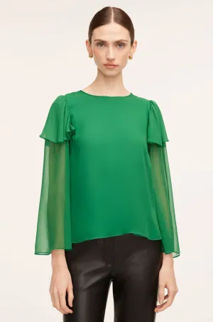 Ruffle Silk Chiffon Blouse | Jade REBECCA TAYLOR