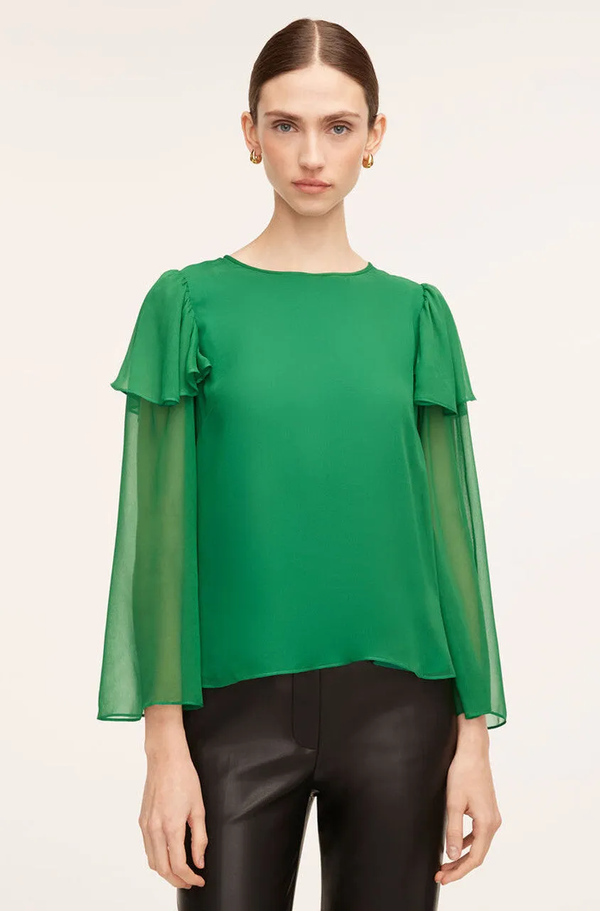 Ruffle Silk Chiffon Blouse | Jade REBECCA TAYLOR