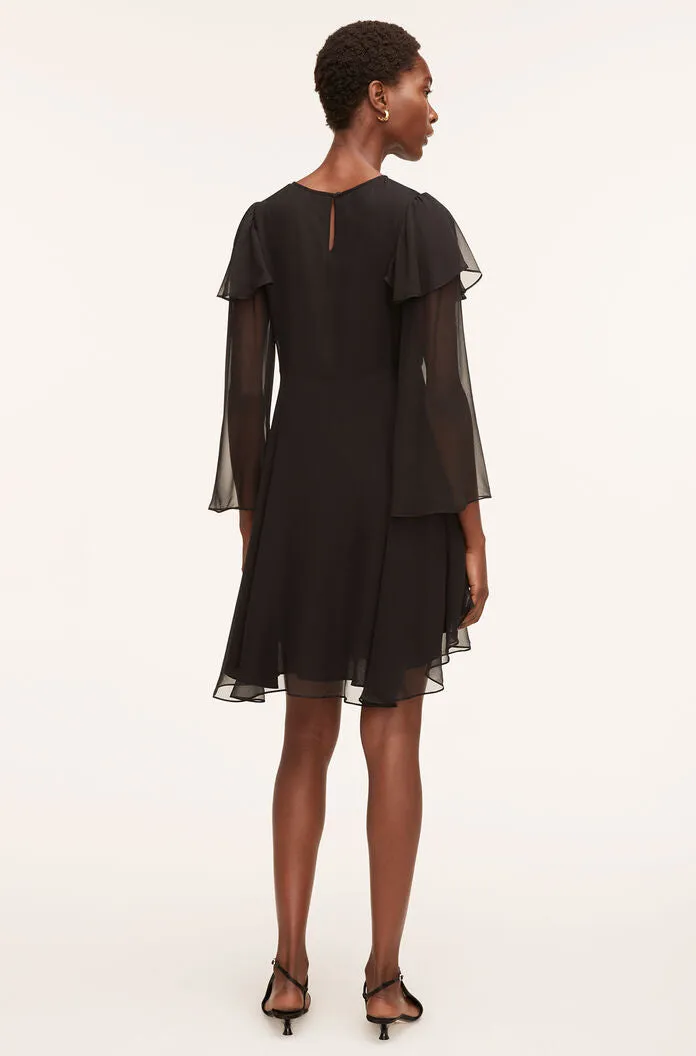 Ruffle Silk Chiffon Dress | Black REBECCA TAYLOR