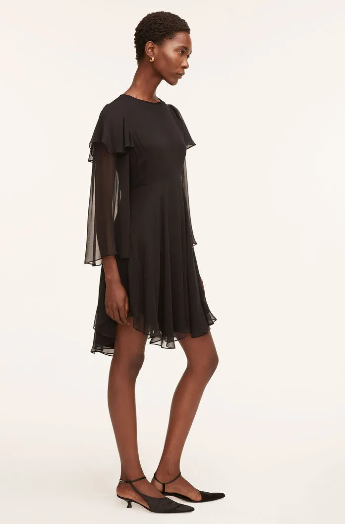 Ruffle Silk Chiffon Dress | Black REBECCA TAYLOR