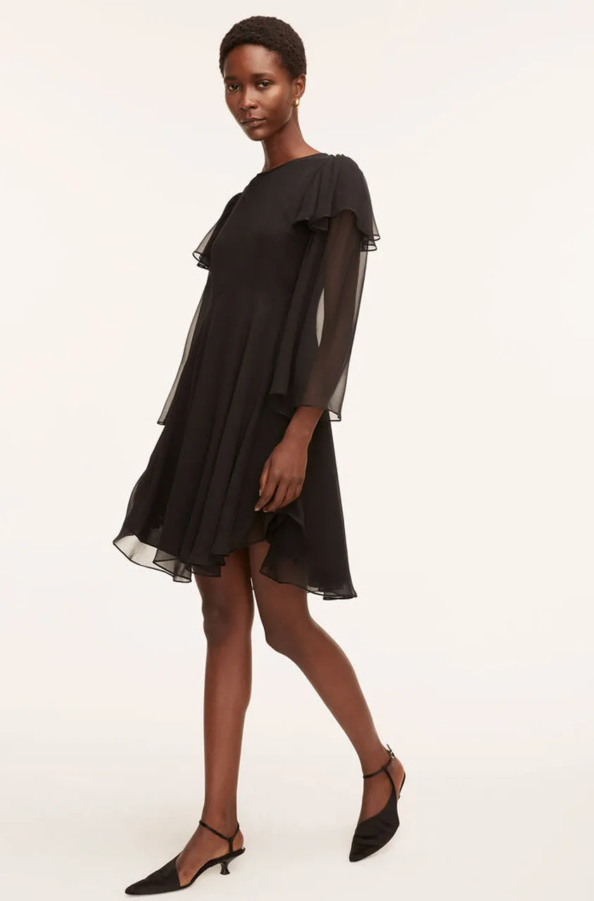 Ruffle Silk Chiffon Dress | Black REBECCA TAYLOR