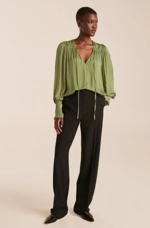 Sateen Tie Top | Matcha REBECCA TAYLOR